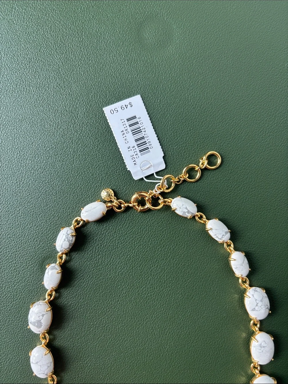 J. Crew Gold-Trim White Marble Statement Necklace